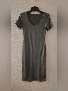 Popular Basics Olive Green Midi Dress